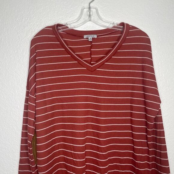 White Birch Womens Top Size M Burnt Orange Striped V-Neck Long Sleeve - Picture 8 of 16